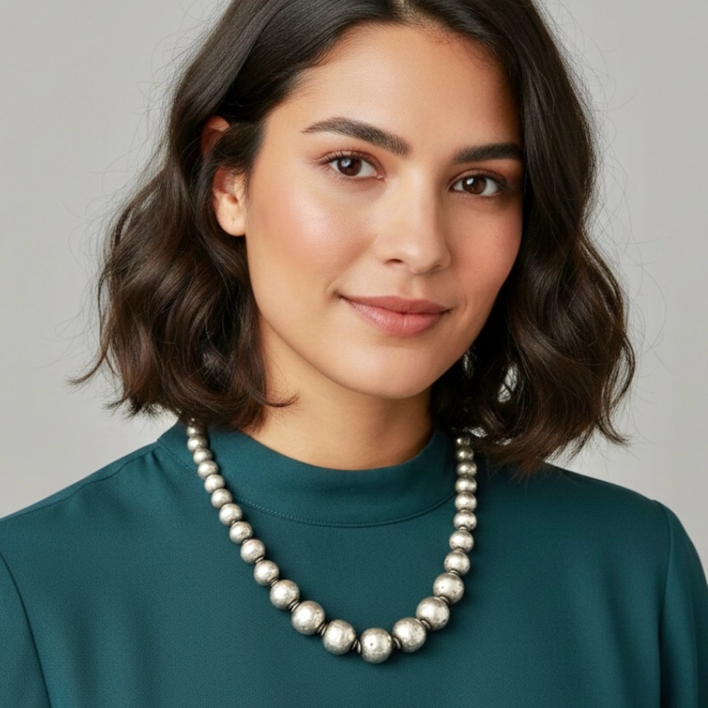 Silpada Retired N1953 Atmospheric Oxidized 925 Sterling Silver Beaded Necklace